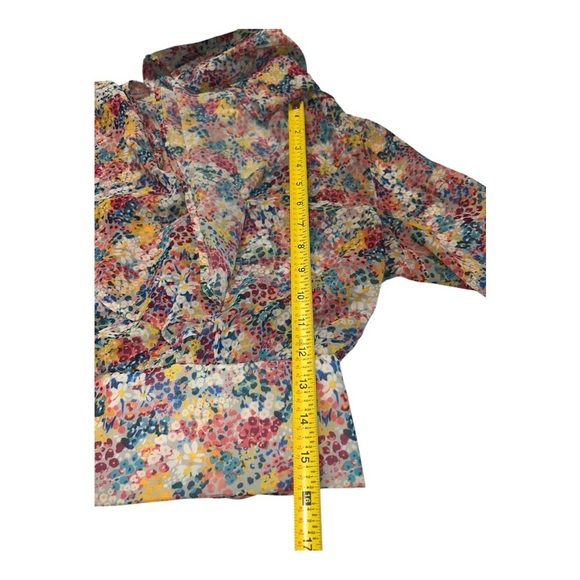 ZARA Floral Chiffon Boho Crop Top Size X-Small floral colorful Summer top - Picture 7 of 9